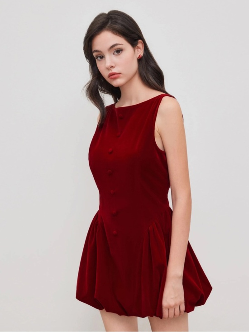 NWT CIDER VELVET BOAT NECK RUFFLE BUBBLE HEM MINI DRESS